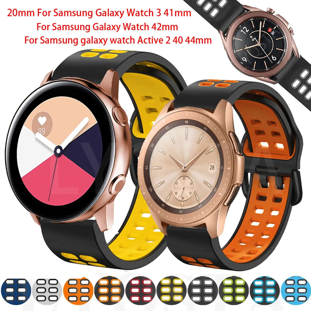 

Сменный ремешок для Samsung Galaxy Watch 3 41 мм, силиконовый браслет для Galaxy Watch Active 1/2 40 44 мм Galaxy Watch 42 мм