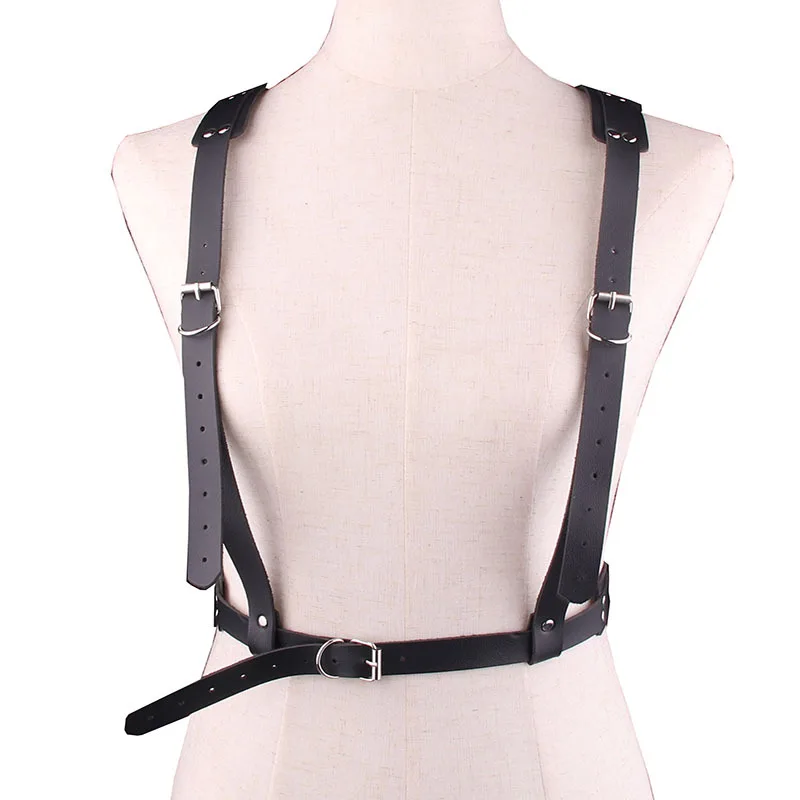 Fashion Casual Suit Straps Slim Waist Garter Belts Women Sexy Goth Faux Leather Harness Body Belt Suspenders Sculpting Chest