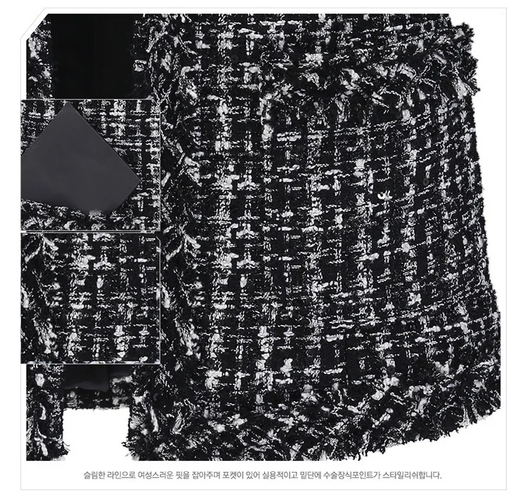 

2020 Autumn and Winter Black and White Lattice Pattern Women's plus Size Slim-Fit Jacket Winter Clothes Women