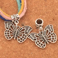 hollow butterfly big hole beads 25 4x27 5mm 100pcs zinc alloy dangle fit european bracelets jewelry diy b1130
