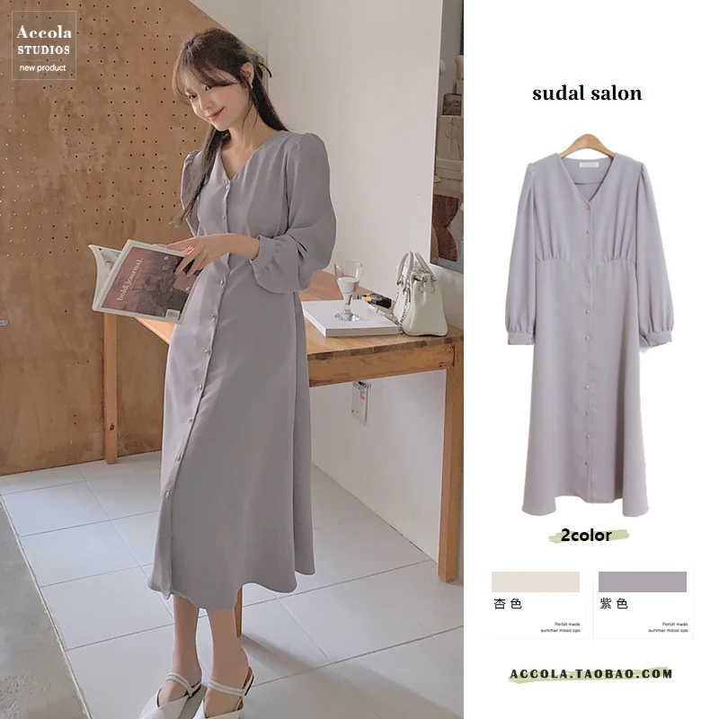 Весна 2021 корейский стиль ретро французский дизайн чувственное нишевое платье