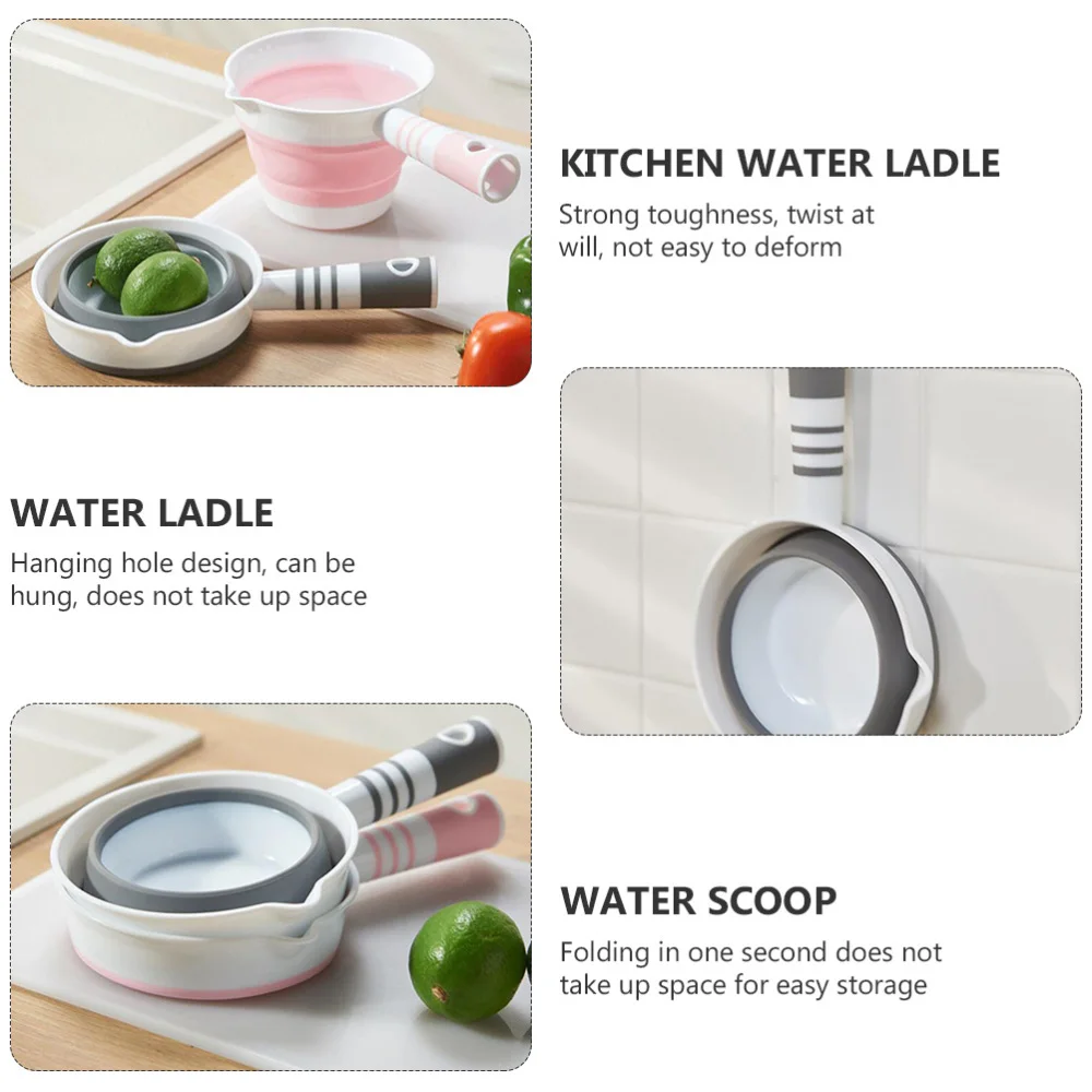 

1pc Multifunctional Water Ladle Foldable Kitchen Simple Hanging Water Scoop