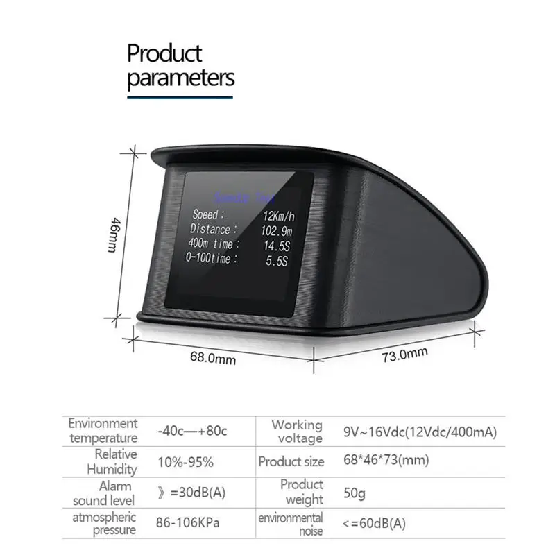 

P10 Car Digital HUD Head Up Display No GPS Speed Brake Test Overspeed Alarm LCD Display OBD2 Mileage Speedometer Temperature