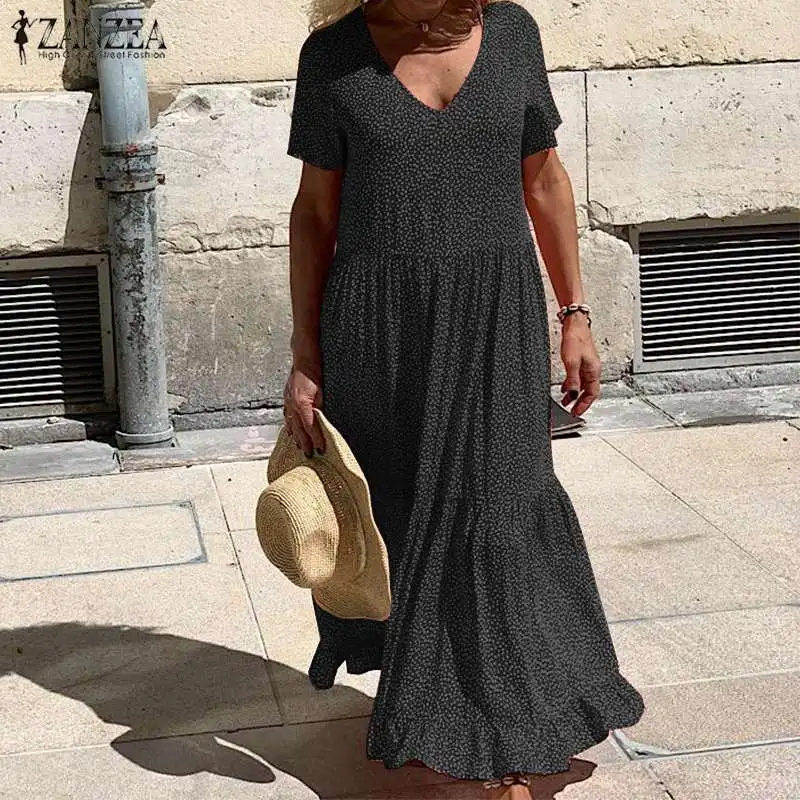 Платье ZANZEA женское с принтом в горошек модное повседневное вечерние нное