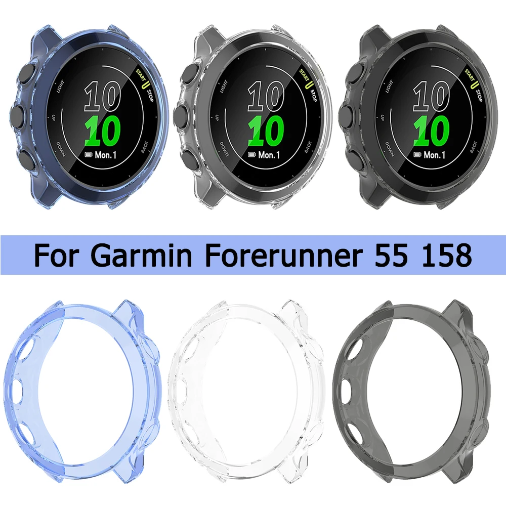 Protective Case For Garmin Forerunner 55 Watch Cover For Garmin Forerunner 158 Protector Case Soft TPU Bumper Smart Watch Shell soft silicone watch protector case for garmin instinct watch slim cover for garmin instinct smart watch case anti fall case