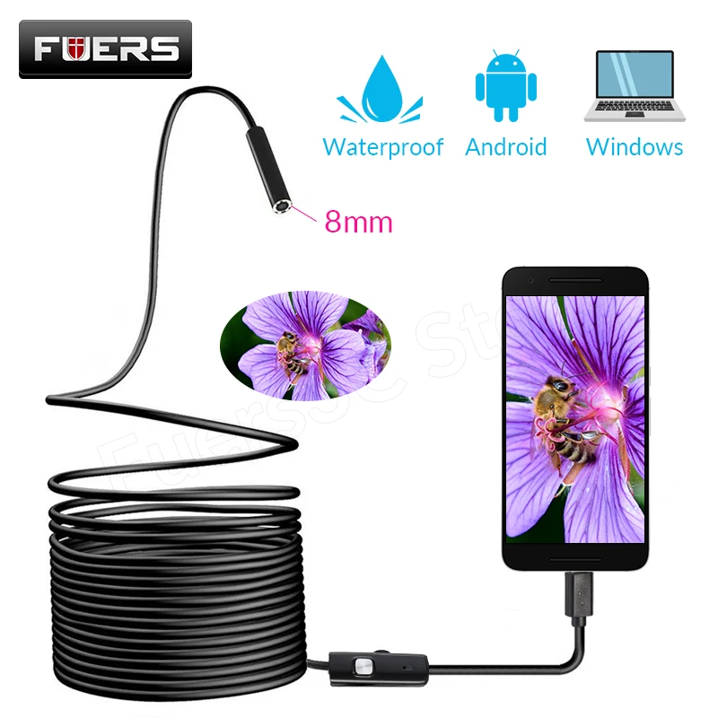 Камера Эндоскоп FUERS 8 мм 1080P USB 6 светодиодный 1/1 5/2/3 5/5 м|Камеры видеонаблюдения| |