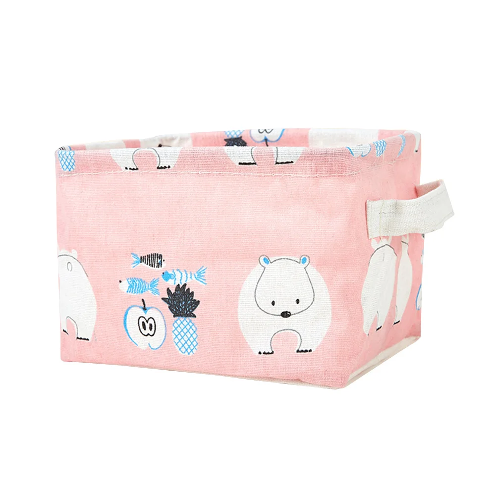 

NEWCotton and Linen Desktop Makeup Organizer Storage Box Desk Stationery Storage Basket Cosmetic Debris Finishing Box hot