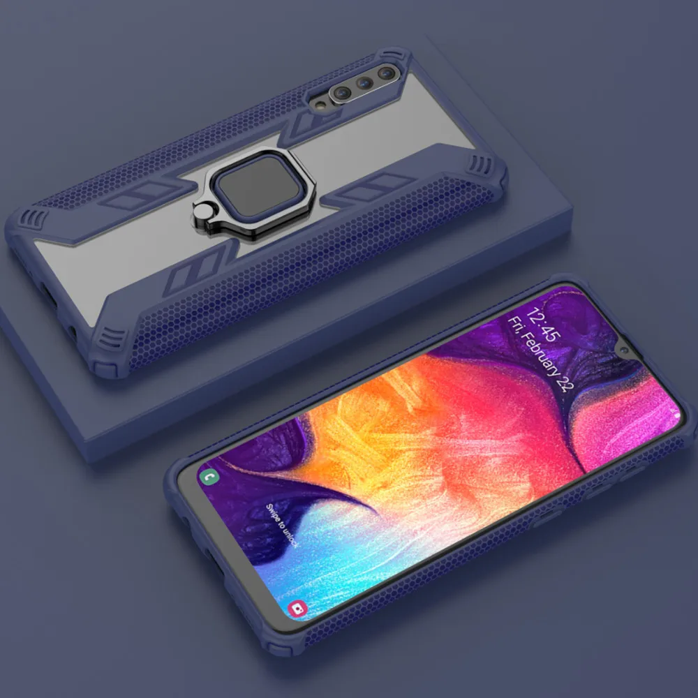 Противоударный защитный чехол для samsung Galaxy A50, чехол 6," для samsung A 50 A30, кольцо-держатель для пальца, чехол для телефона, KONSMART