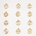 Fnixtar 12 шт.лот зеркальная полировка из нержавеющей стали подвески со знаками Зодиака ажурные подвески с созвездиями для изготовления своими руками ожерелье браслет