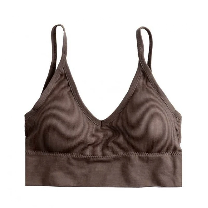BROWN Beauty Perfering, женский сексуальный жилет, на груди, с мягкими бретельками, бюстгальтер, без косточек, пуш-ап, для фитнеса, бюстгальтер, нижнее белье, нижнее белье, черный топ - Цвет: BROWN Beauty