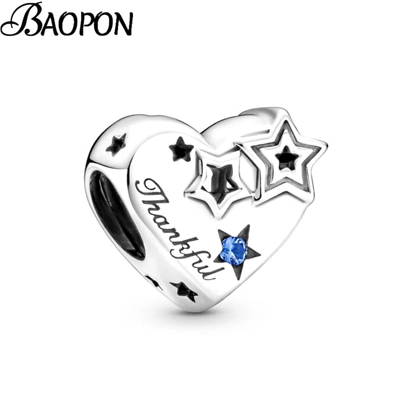 

2Pcs/Lot The Stars Shine on the Grateful Heart Charm Beads Fit DIY Original Bracelets Bangles For Women Wife Jewelry Accessories