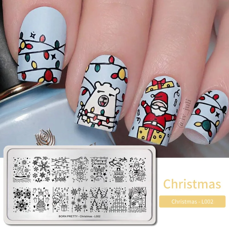 Christmas Day6 BORN PRETTY дизайн ногтей штамп штамповка шаблон цветок геометрии любовь DIY маникюр изображение пластины из нержавеющей стали дизайн ногтей трафарет - Цвет: Christmas Day6