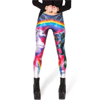 K141Rainbow Unicorn Модные 3D Леггинсы для женщин с цифровой печатью леггинсы для покера с цветочным принтом женские винтажные леггинсы молочного цвета размера плюс на Хэллоуин K141 - Цвет: K141Rainbow Unicorn