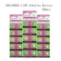 100pcs10card ag6 1 55v alkaline button battery 40mah 371 605 d371 sr920sw sr69 coin cell promotion for watch button battery