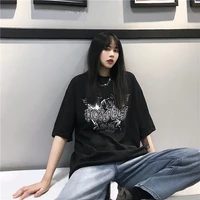cheap wholesale 2021 new harajuku women clothes hot selling goth woman tshirts fashion casual graphic tee lady nice tops fp244