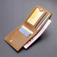 mens short button wallet simple soft pu leather solid color card holder male money clips multi card storage bag coin purse