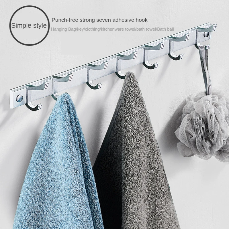 

Space Aluminum Simple Hook Free Punch Hook Towel Hook Bathroom Powerful Seamless Metal Storage Rack Kitchen Hook