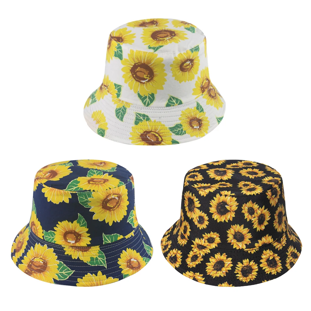 

Cute Bucket Hat Beach Fisherman Hats for Women, Reversible Double-Side-Wear Headwear
