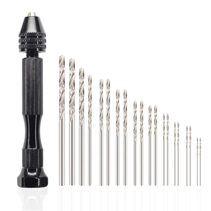 

Pin Vise Hand Drill Bits(20Pcs), Micro-Mini Twist Drill Bits Set With Precision Hand Pin Vise Rotary Tools For Wood, Jewelry, Pl