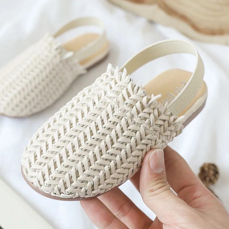 

Summer Kids Sandals For girls Braided Sandals Fashion Toddler baby PU Leather Beach shoes Soft Children Casual princess Slippers