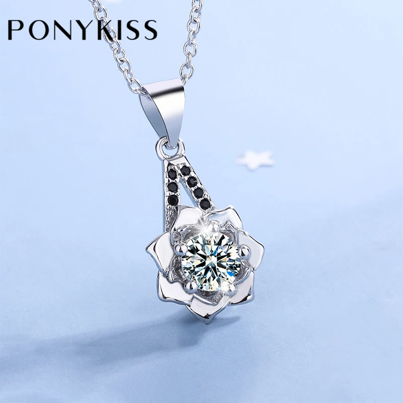 

Стильное ожерелье-чокер PONYKISS из стерлингового серебра 925 пробы с инкрустированным цирконием цветком ожерелье для женщин прекрасная бижуте...