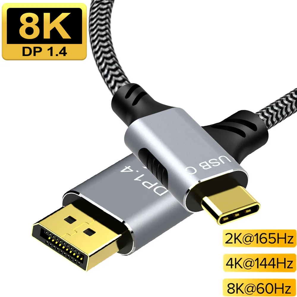

Type C to Display Port Cable 8K DP USB C to Displayport Cable Thunderbolt3 to 8K DP Cable For MacBook Pro Samsung S21 Huawei P40