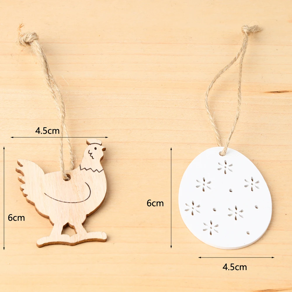 8 шт./упак. пасхальное украшение висит кролик яйцо деревянные украшения ремесла