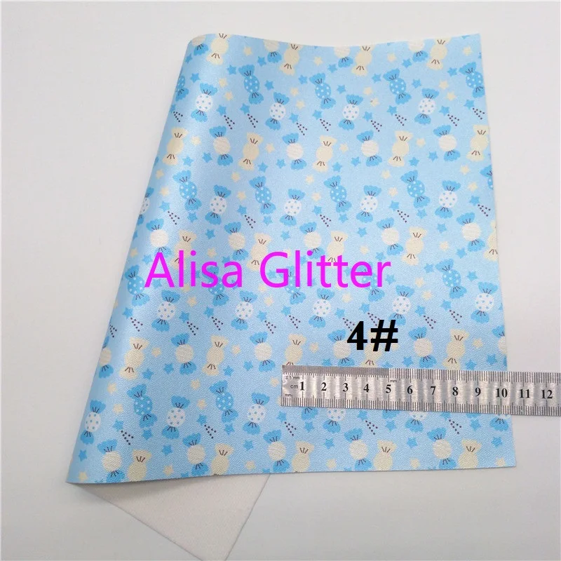 1 шт. А4 Размер 21х29см Алиса блестящая синяя ткань из искусственной кожи с принтом