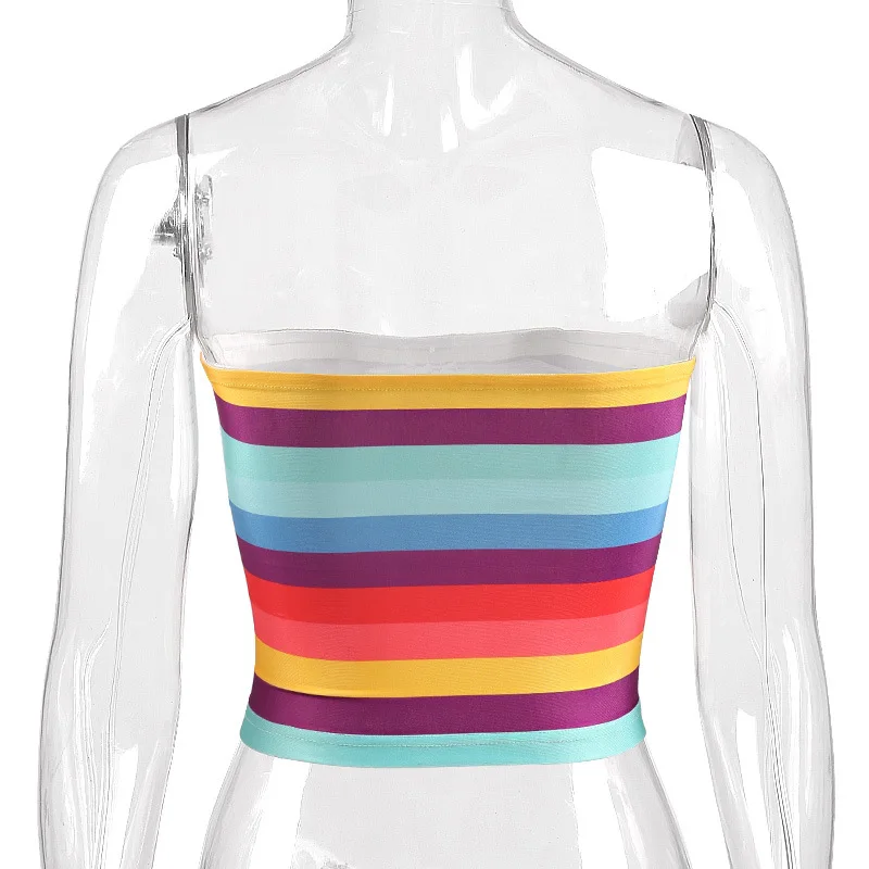 2020 летний женский Цветной полосатый жилет с запахом на груди сексуальная