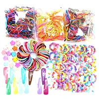 colorful nylon elastic hair bands children candy color headdress hairpin rubber band combination set headband hair accessoriep4