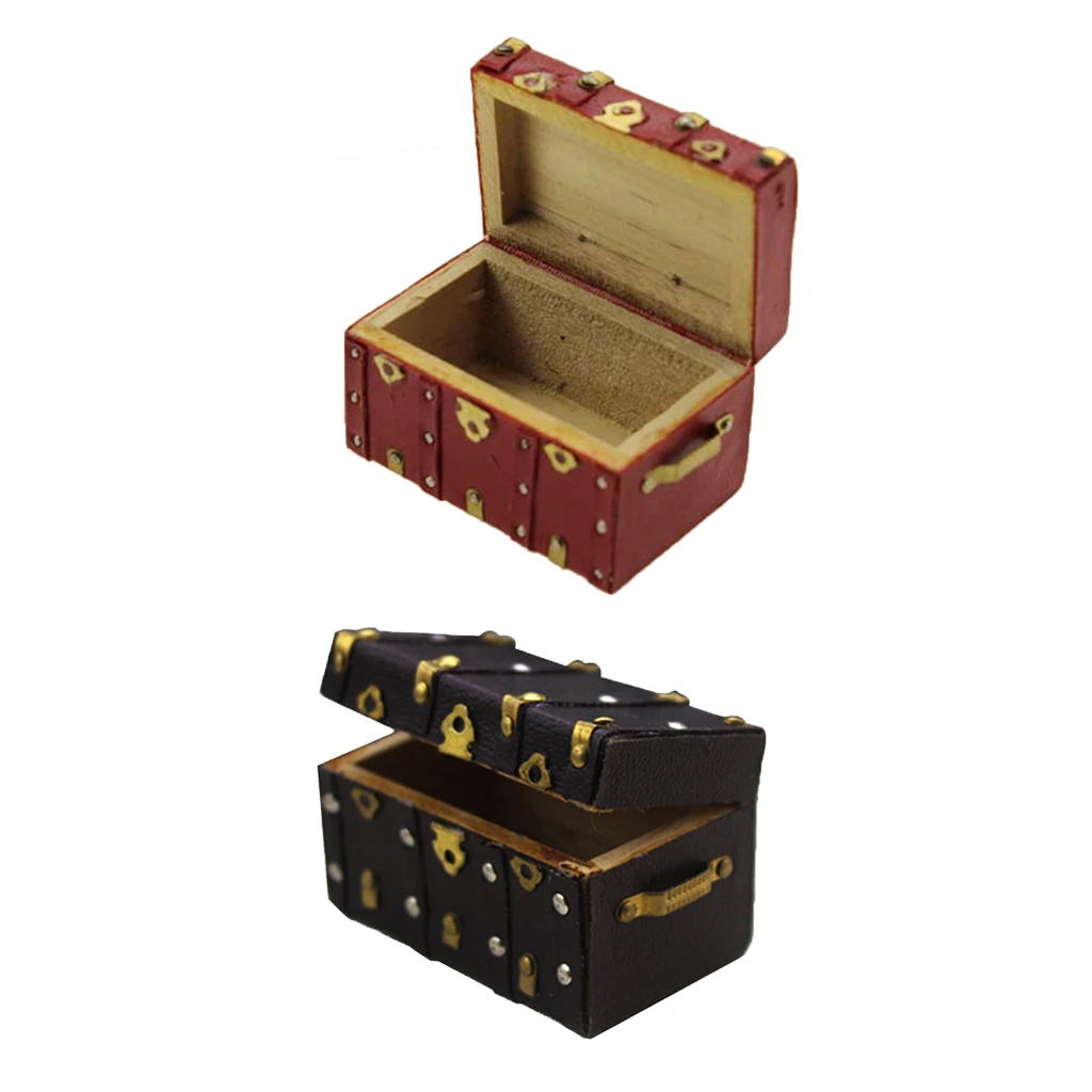 

1:12 1:6 Scale Dollhouse Mini Wooden Suitcase Luggage Box Accessories Kid's Gift