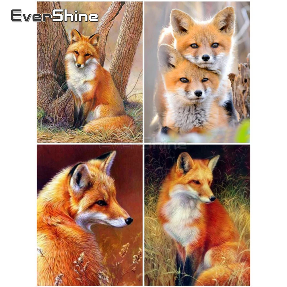 EverShine алмазная живопись полная квадратная лиса Алмазная вышивка животные лиса Стразы Алмазная мозаика шаблон бусины наборы изображений