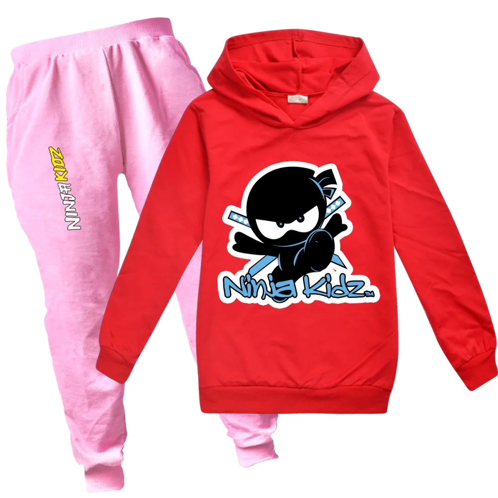 Girls NINJA KIDZ Anime Print Clothing Spring Autumn Kids Clothing Suits Cartoon Sets Children Boy Girls Sports Tracksuits Suits