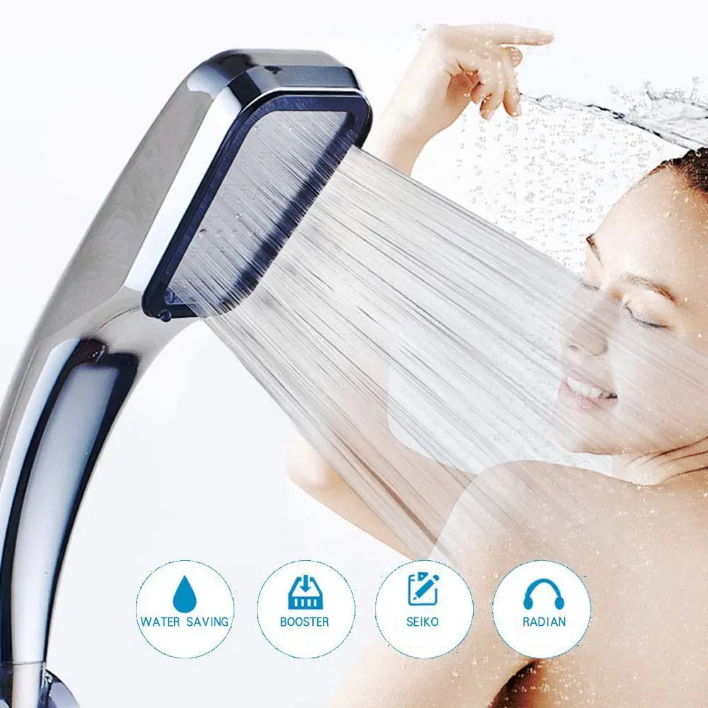 

Handheld Shower Head, High Pressure Streamline Water Saving Rainfall , ABS With Chrome Plated Booster Showerhead 300 Holes