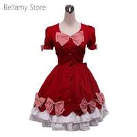 made for you handmade sweet princess lace hem red and white stripes bows lolita dress