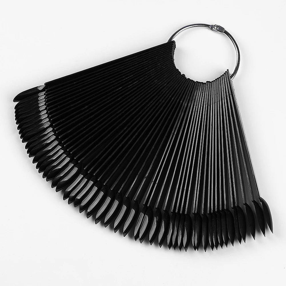 50pcs False Nail Tips Display Oval Chart Color Card With Ring Practice Stand Board UV Gel Manicure Polish Palette Tool Acrylic | Красота и