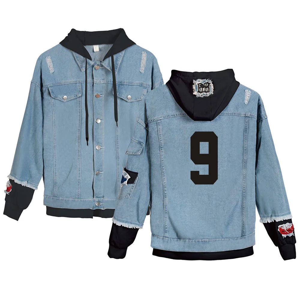 

Anime Haikyuu Winter Mens Jacket and Coat Karasuno High School Hooded Denim Jacket Fashion Men Jean Jackets Outwear Male Cowboy