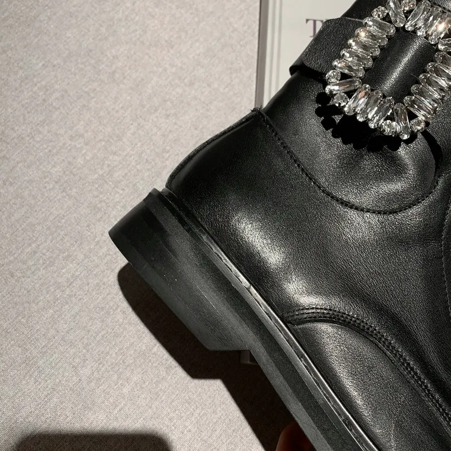 

2020 New Autumn/winter Genuine leather Women boots Riding boots lace-up European brands diamond handmade High-end short boots