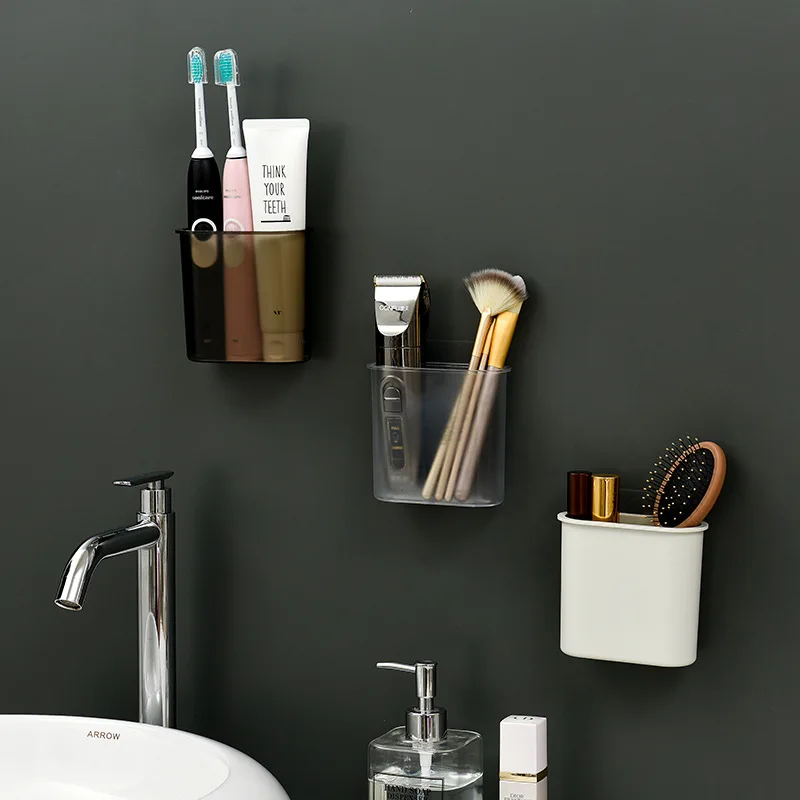 

Wall Mounted Cosmetic Storage Box Bathroom Storage Rack Shelf Adhesive Hanger Organizer Makeup Toothbrush Case Holder Home Decor