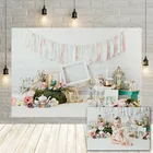 Фон для детской портретной фотосъемки Avezano, с изображением чаепития, цветов, белой стены, для дня рождения девочки, фотостудии