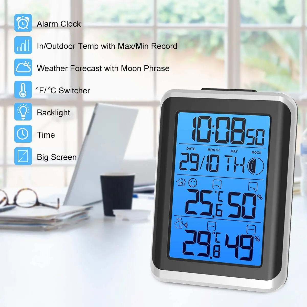 digoo digital lcd weather station hygrometer thermometer meter wireless indoor outdoor forecast sensor alarm clock backlight free global shipping