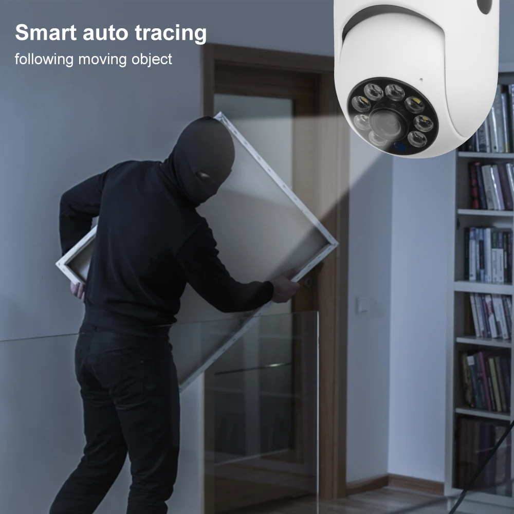 2023 1080P 360° Rotate Auto Tracking Panoramic Camera E27 Light Bulb Wireless Wifi PTZ IP Cam Security Protection Surveillance 3
