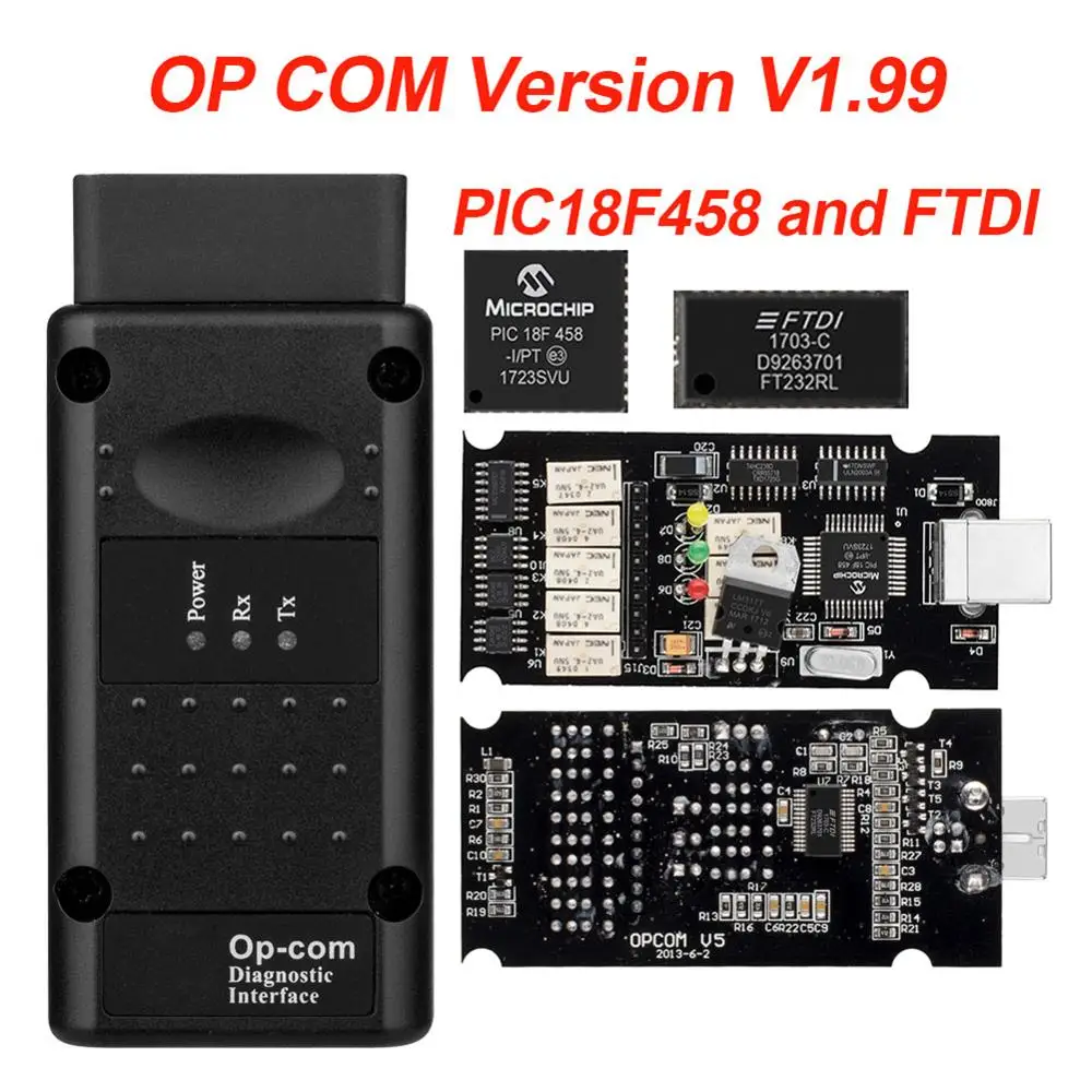 Автомобильный диагностический инструмент V1.99 с PIC45K80 FTDI OBD2 автомобильный для Opel