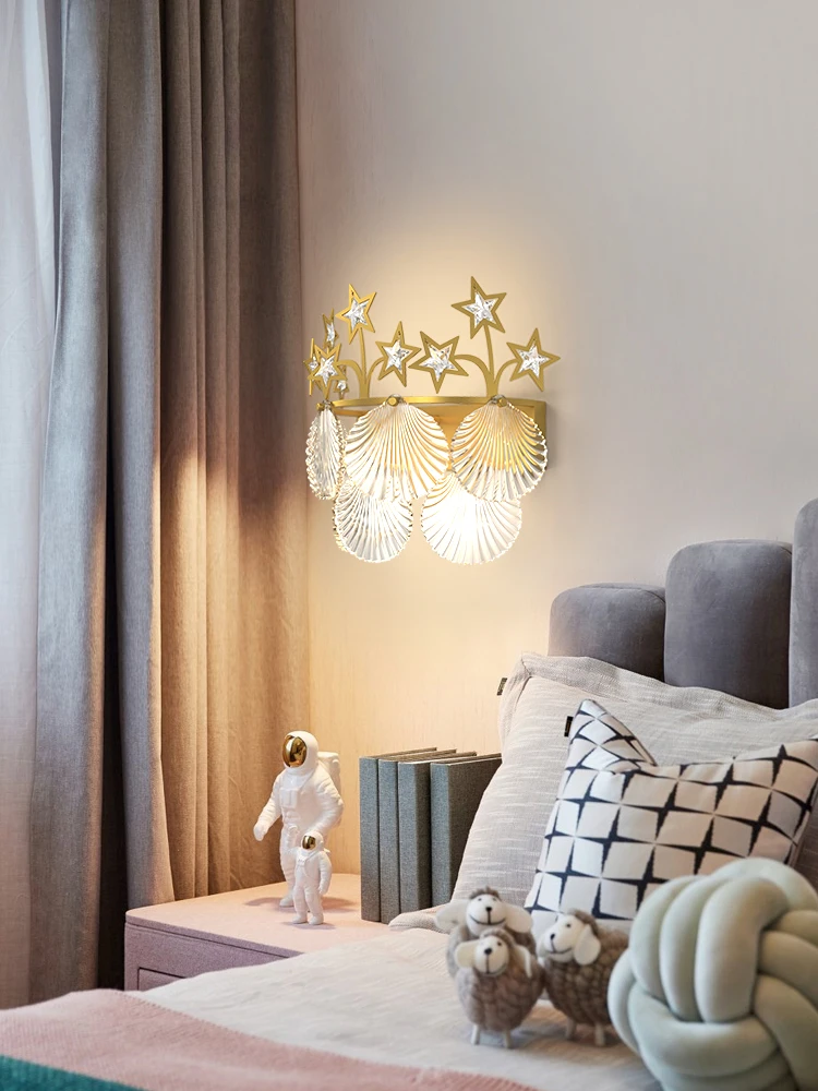 Настенные лампы в скандинавском стиле со звездами и короной стеклянные