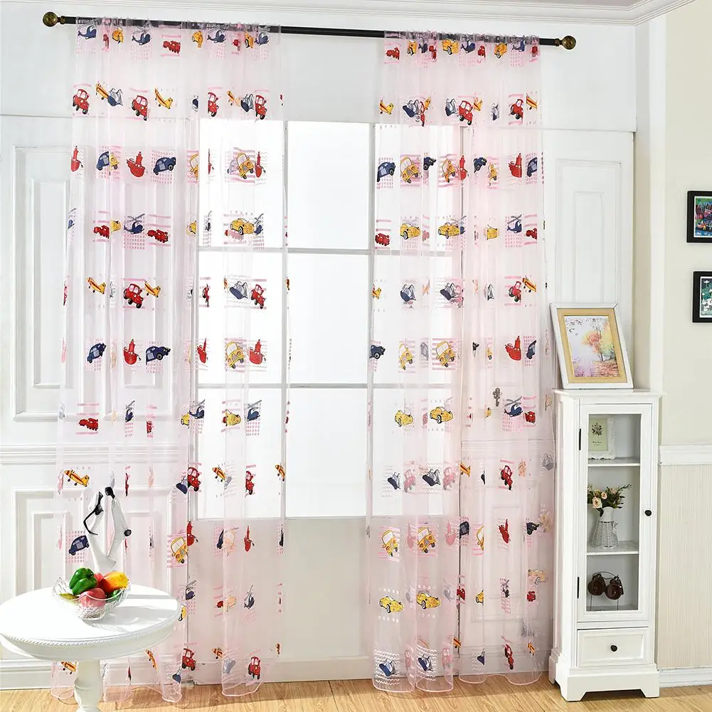 100*200 см Детские Мультяшные автомобильные занавески с принтом прозрачные