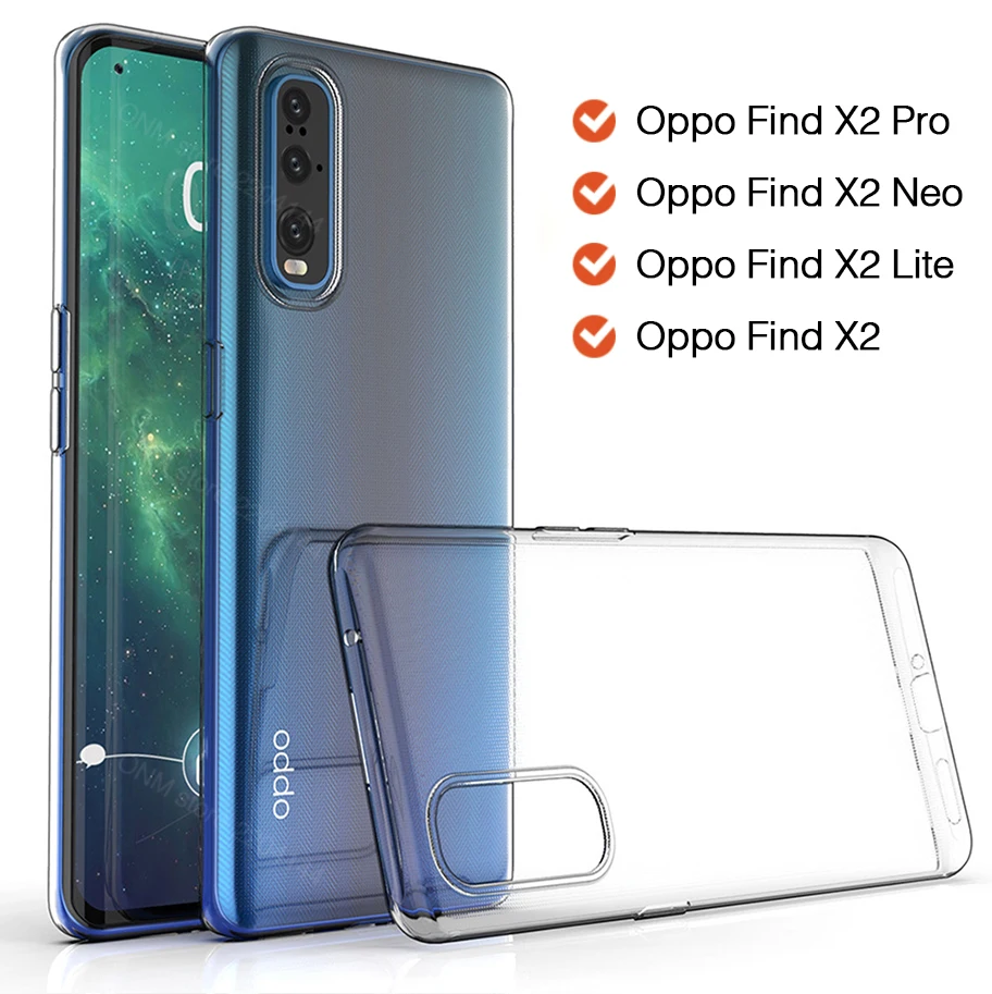 Чехол для Oppo Find X2 Pro Neo TPU силиконовый прозрачный чехол Бампер Мягкий Lite прозрачная