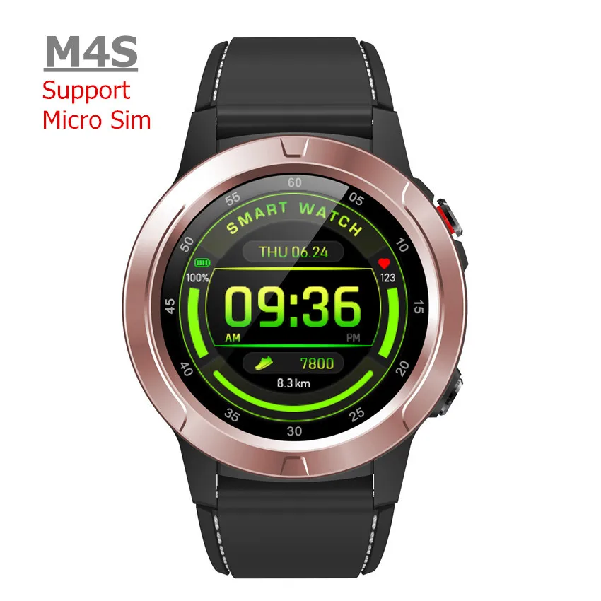 Gold-M4S ASKMEER M4 Смарт-часы Поддержка SIM и Bluetooth телефонные звонки, GPS Smartwatch телефон для мужчин и женщин IP65 водонепроницаемый монитор сердечного ритма часы - Цвет: Gold-M4S