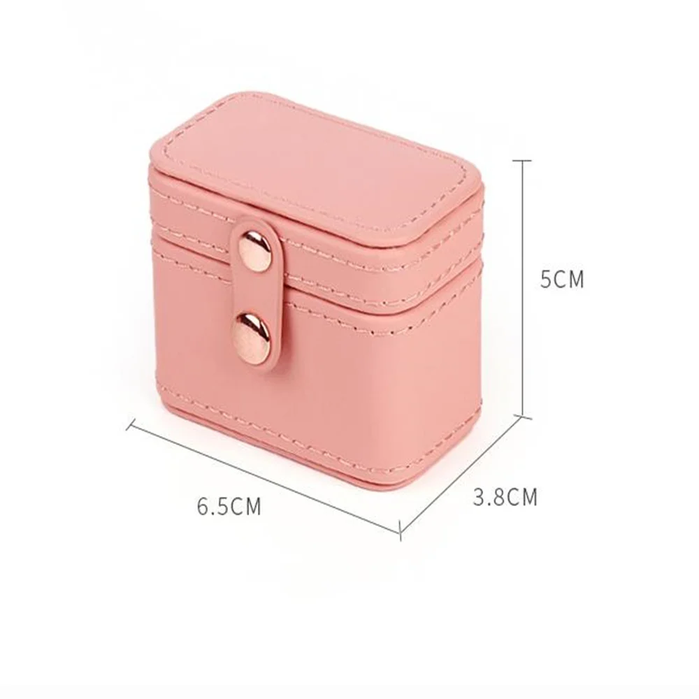

New Mini Snap Jewelry Box Fashion Pu Ring Box Pair Ring Earring Pendant Box Bangle Storage Box