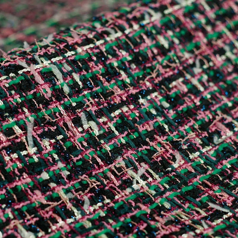 Ткань из твида розового и зеленого цвета осенняя куртка платье костюмы материалы