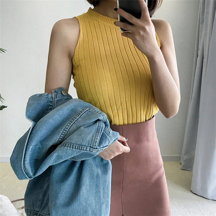 Топ Colorfaith Женский трикотажный однотонный базовый жилет облегающие Женские топы